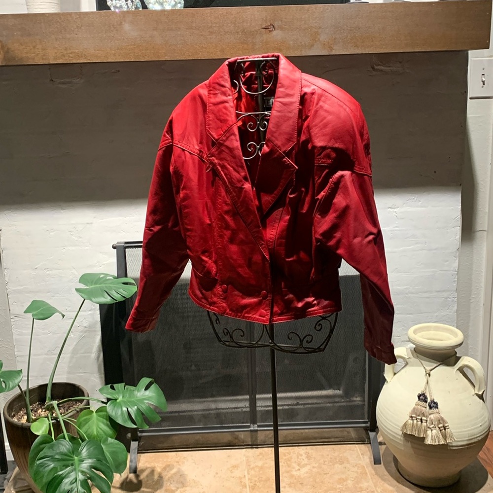 Red vintage leather jacket